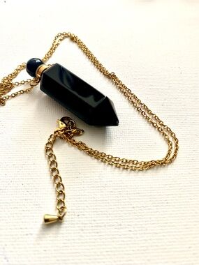 Onyx Perfume Bottle Pendant Necklace